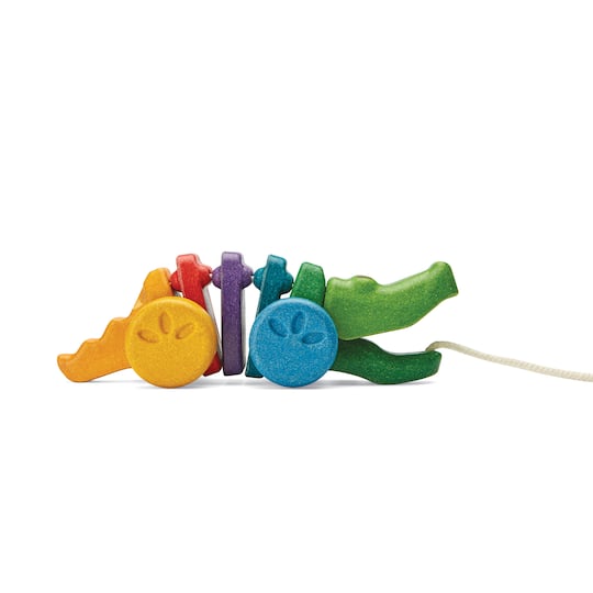 PlanToys Rainbow Dancing Alligator Wooden Pull Toy
